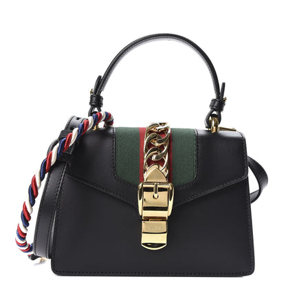 Gucci Calfskin Mini Sylvie Top Handle Bag Black 1 of 9