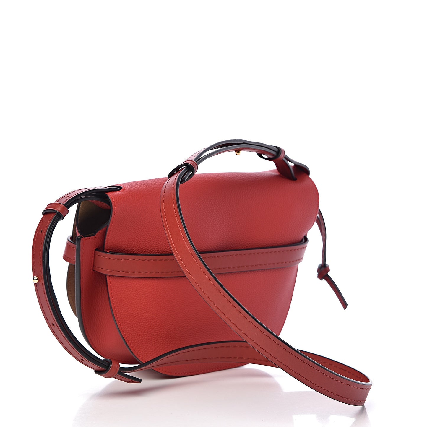 Soft Grain Calfskin Small Gate Crossbody Bag Scarlet Red Burnt Red