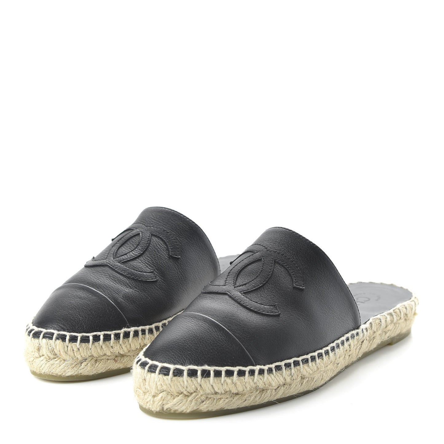 Calfskin CC Espadrille Mules 35 Black