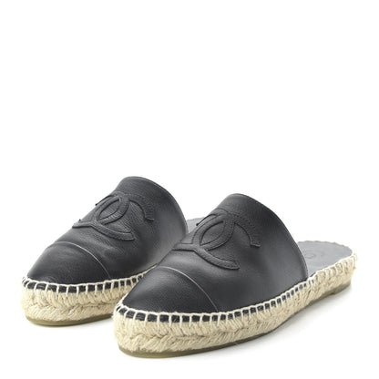 Chanel Calfskin CC Espadrille Mules 35 Black 3 of 10