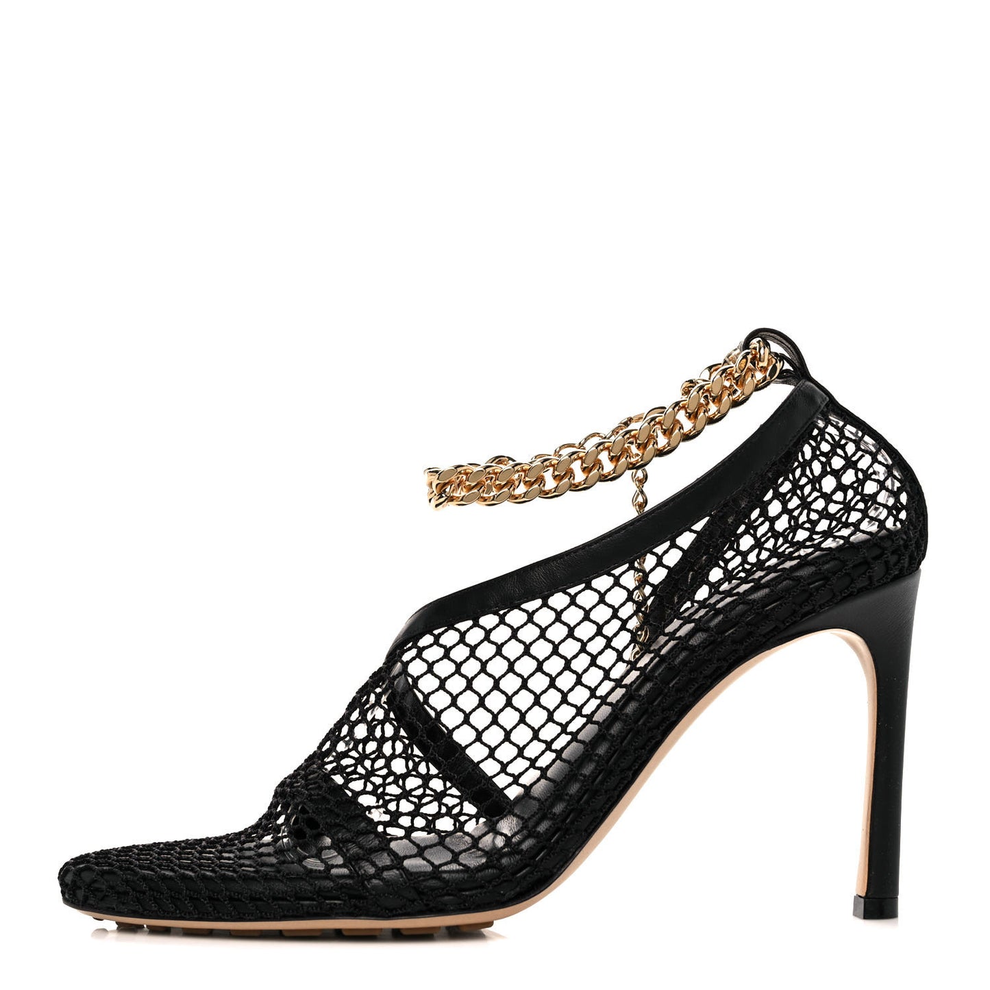 Mesh Nappa Chunky Chain Sandals 38.5 Black
