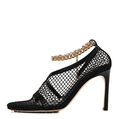Bottega Veneta Mesh Nappa Chunky Chain Sandals 38.5 Black 1 of 8