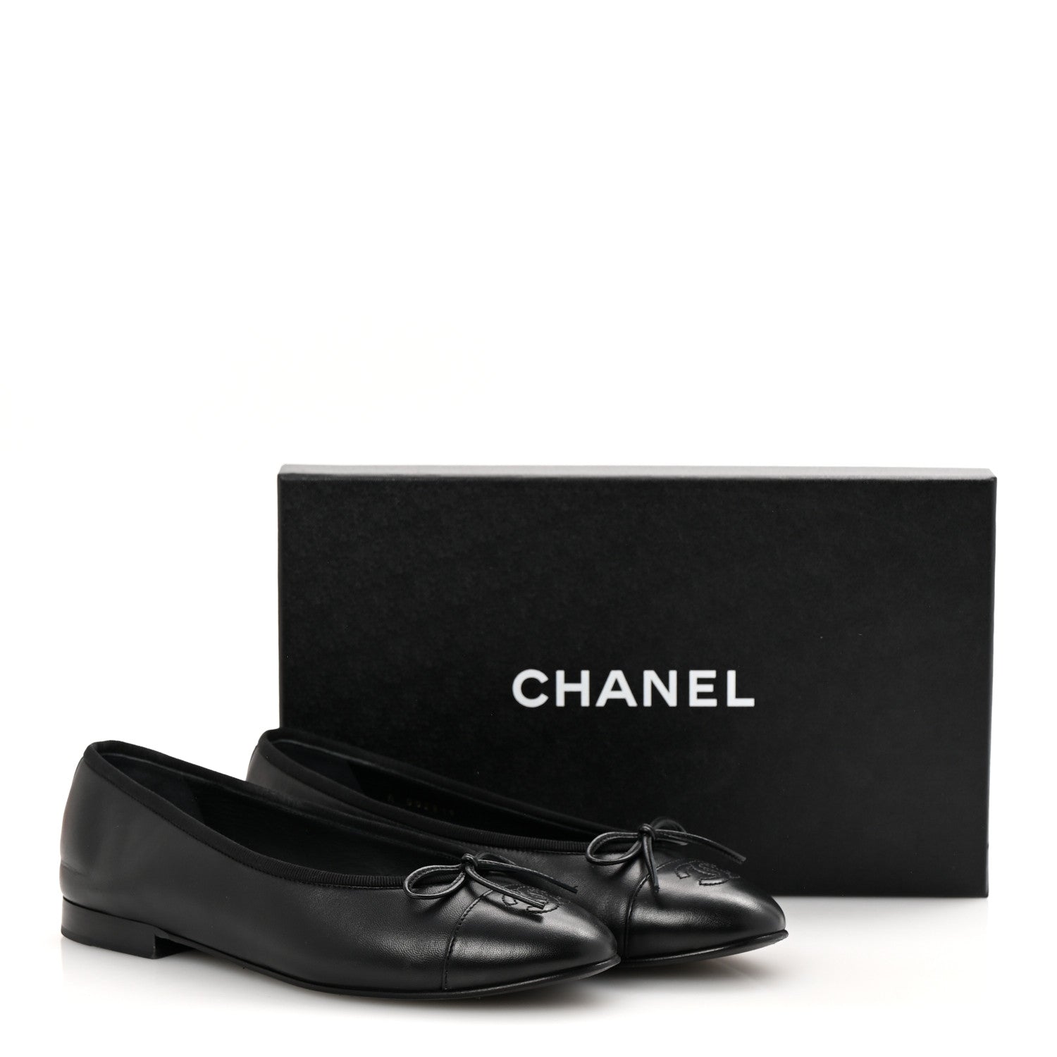 Chanel Lambskin Cap Toe Ballerina Flats 37.5 Black 11 of 11
