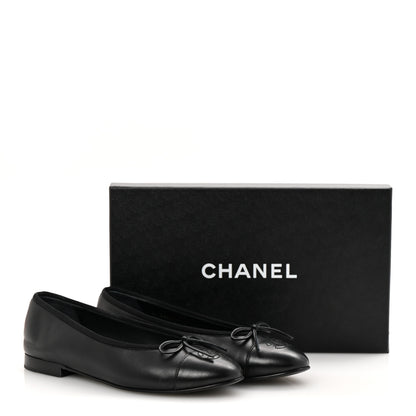 Chanel Lambskin Cap Toe Ballerina Flats 37.5 Black 11 of 11
