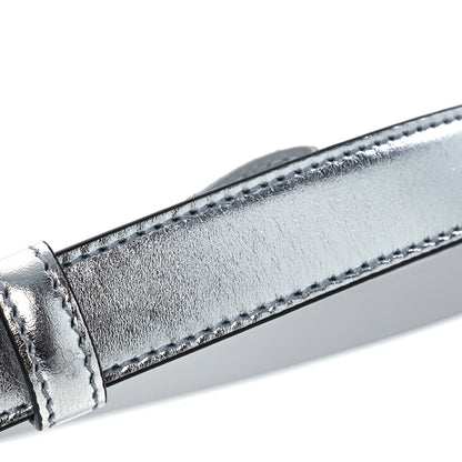 Gucci Metallic Calfskin Crystal Double G 20mm Belt 80 32 Silver 6 of 6