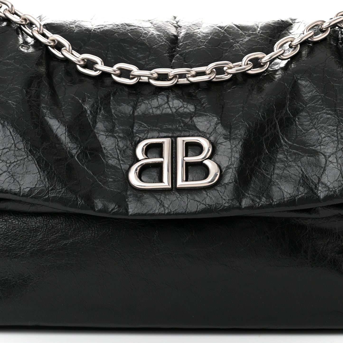 Arena Calfskin Medium Monaco Chain Shoulder Bag Black