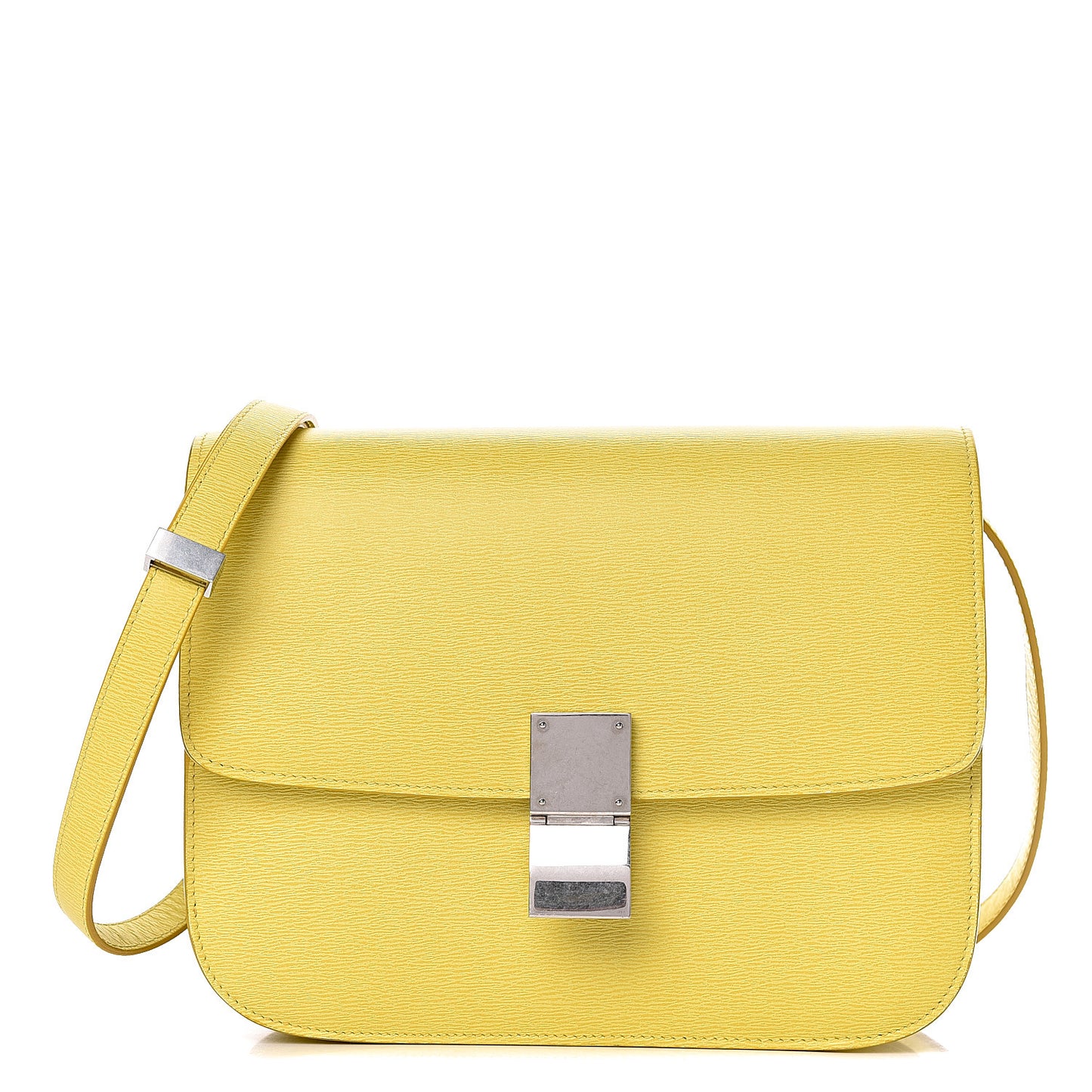 Liege Calfskin Medium Classic Box Flap Bag Fluo Yellow