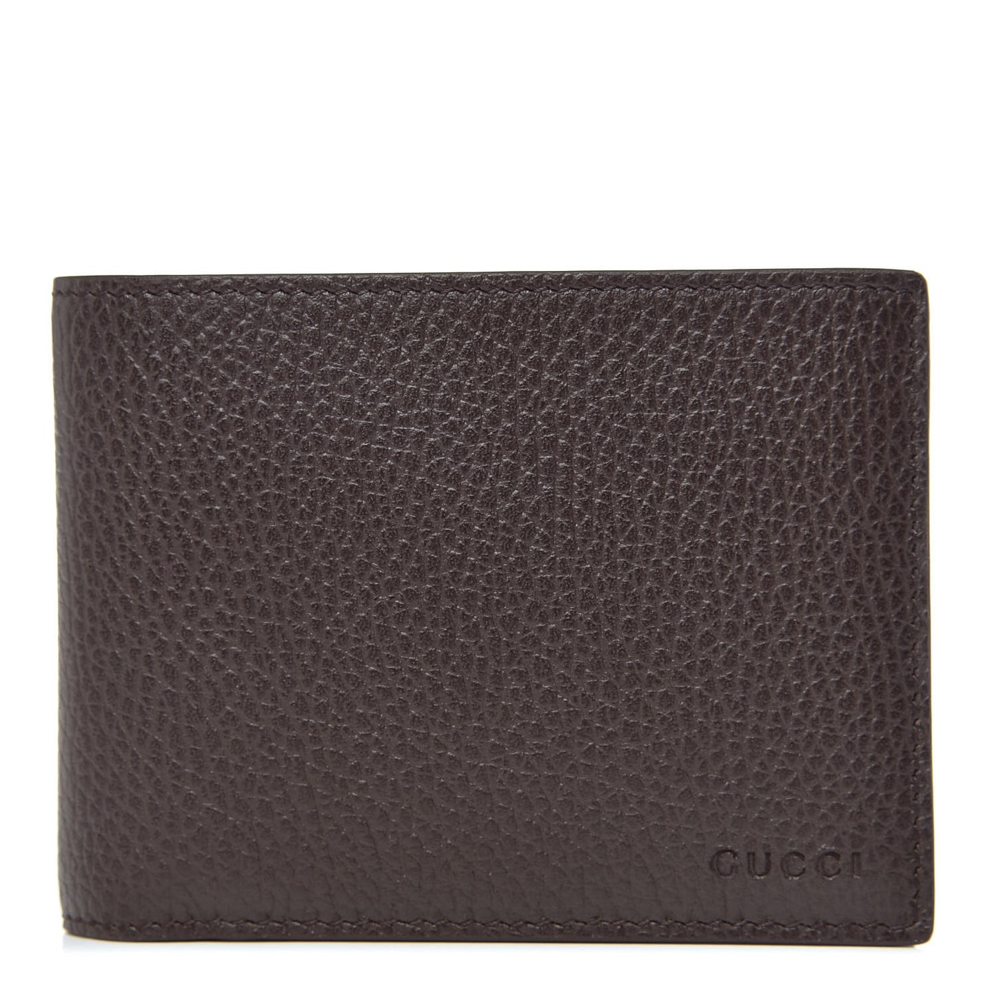Dollar Calfskin Bi-Fold Wallet Dark Brown