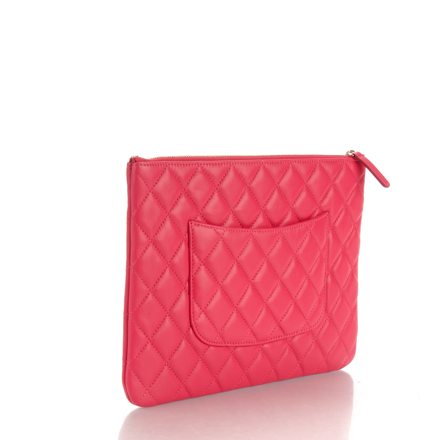 Chanel Lambskin Quilted Medium Pouch Fuchsia 3 of 7