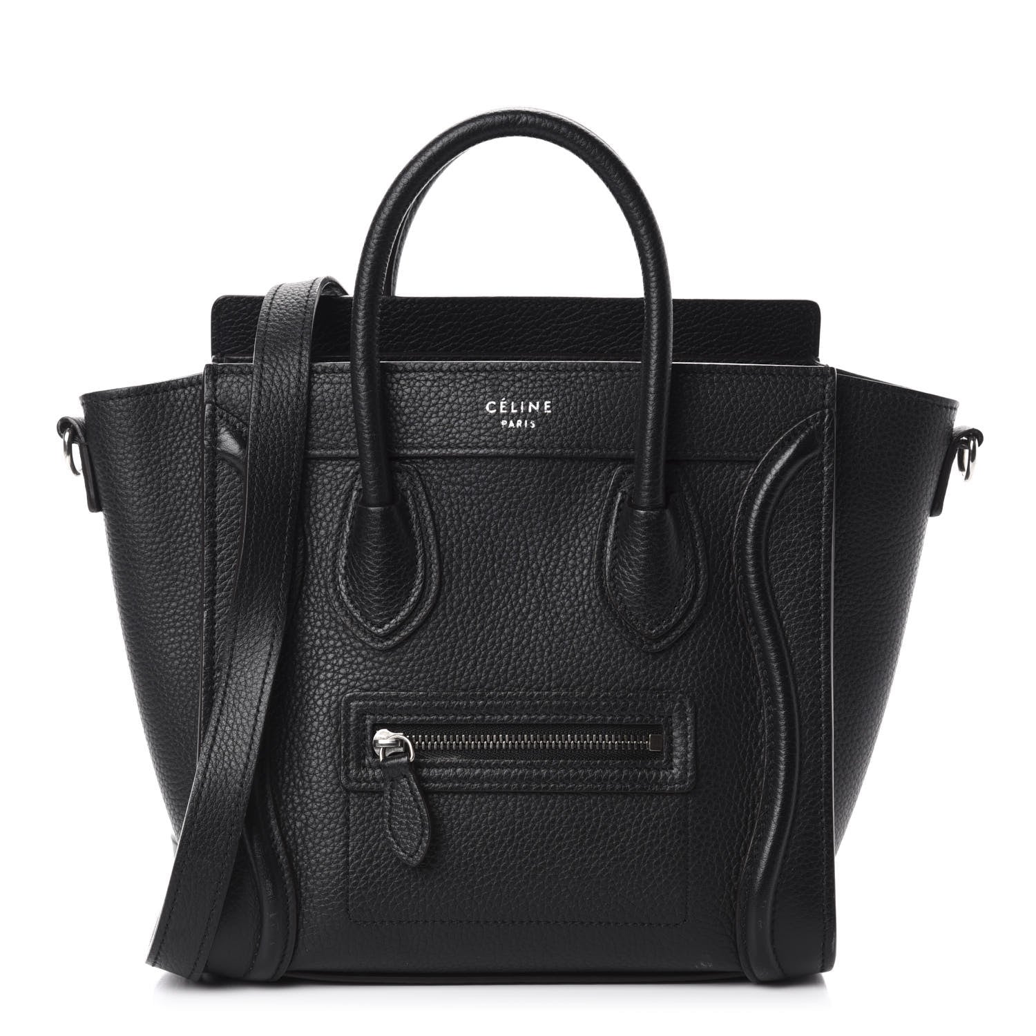 Celine Drummed Calfskin Nano Luggage Black 1 of 13