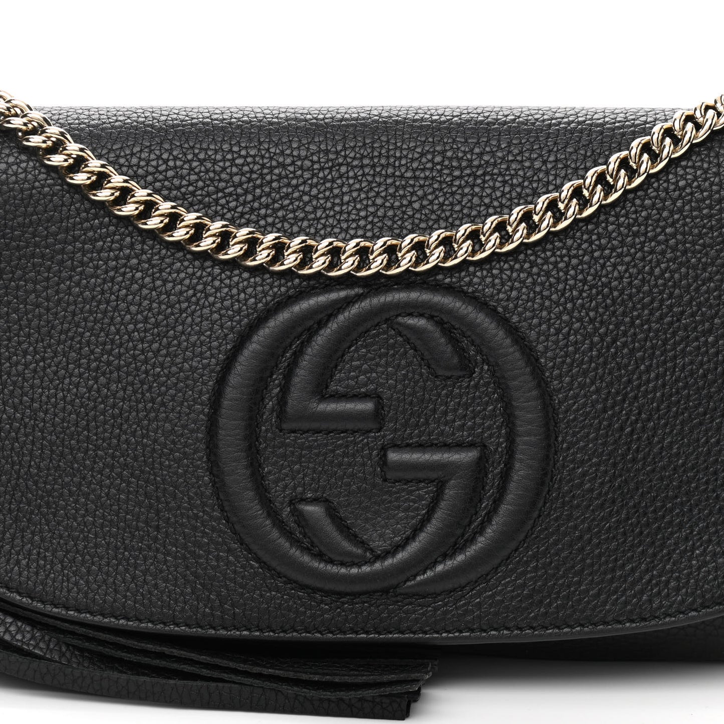 Pebbled Calfskin Medium Soho Flap Crossbody Black