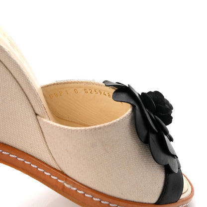 Chanel Canvas Camellia Wedge Sandals 38 Off White 9 of 9