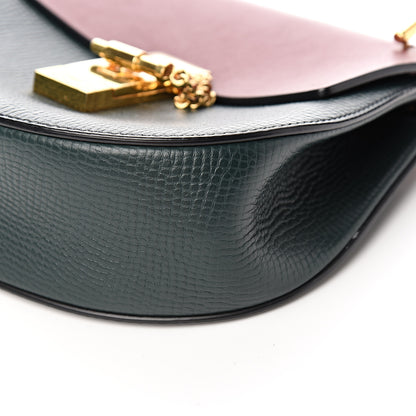 Chloe Grained Calfskin Lambskin Bi-Color Drew Shoulder Bag Plum Purple Green 8 of 9