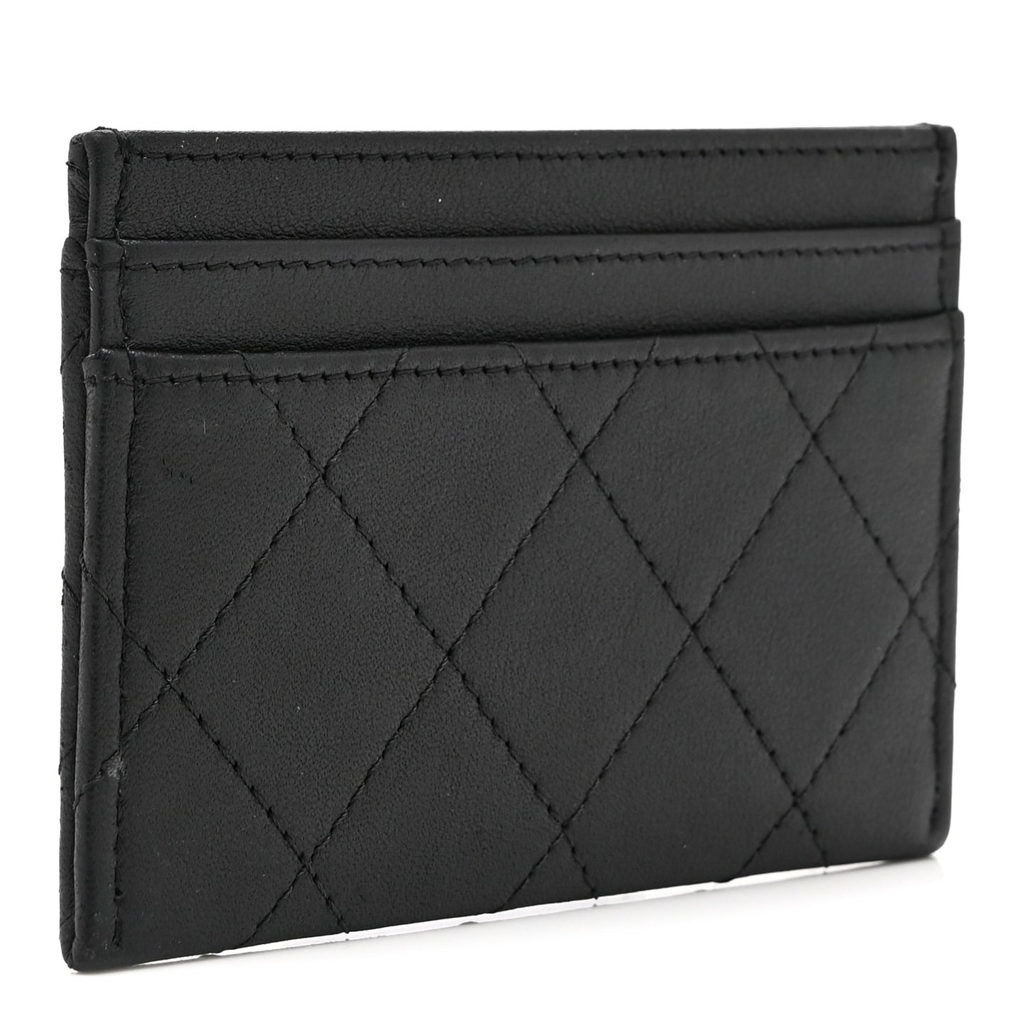 Calfskin Quilted Card Holder So Black