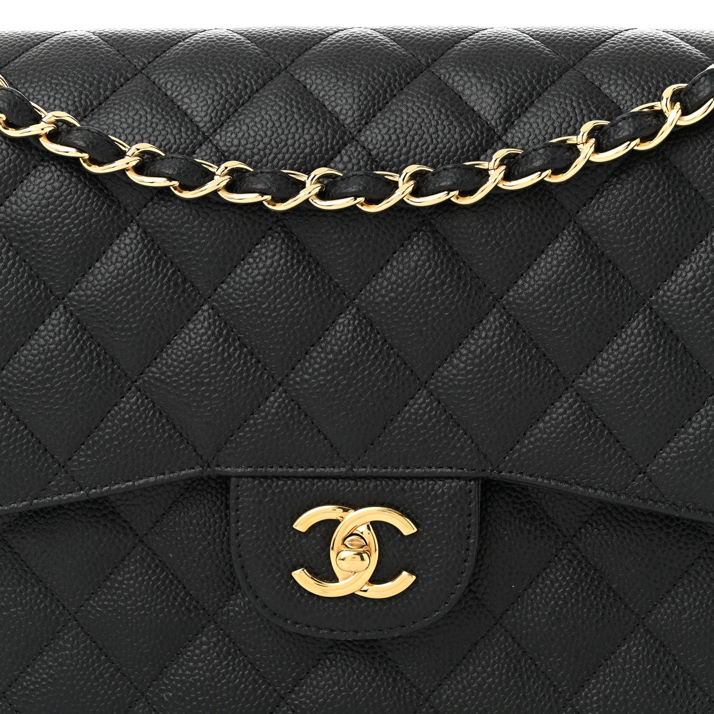 Caviar Quilted Jumbo Double Flap Black