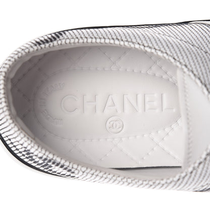 Chanel Embroidered Calfskin Womens CC Sneakers 39.5 Black White 8 of 8