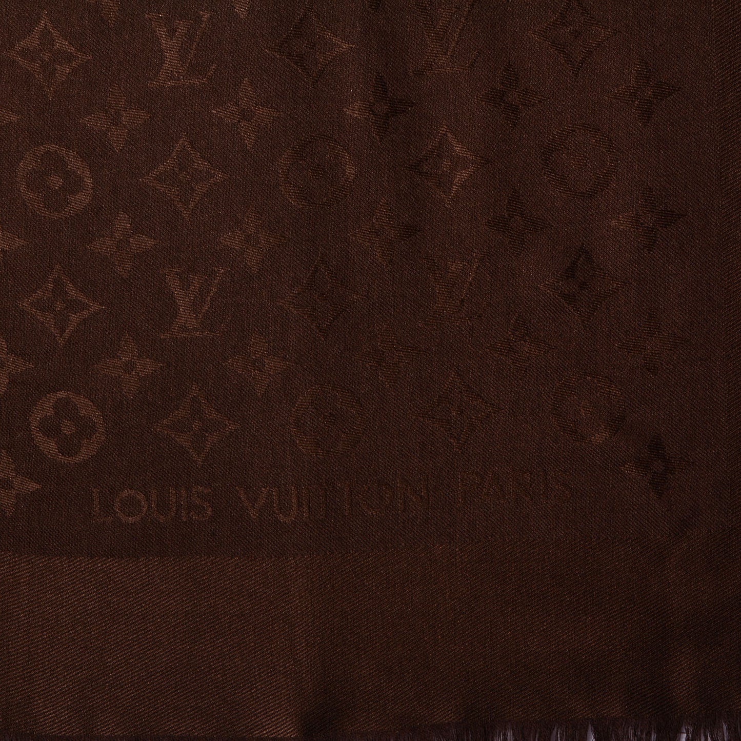 Silk Wool Monogram Denim Shawl Chocolate