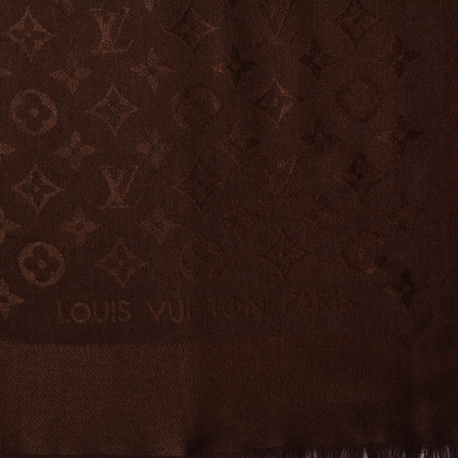 Louis Vuitton Silk Wool Monogram Denim Shawl Chocolate 4 of 4