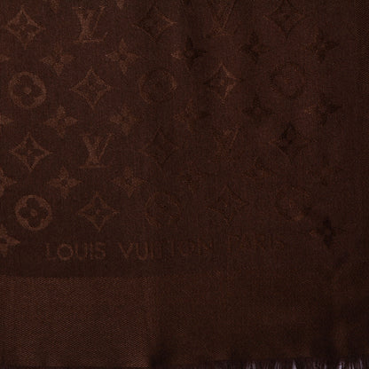 Louis Vuitton Silk Wool Monogram Denim Shawl Chocolate 4 of 4