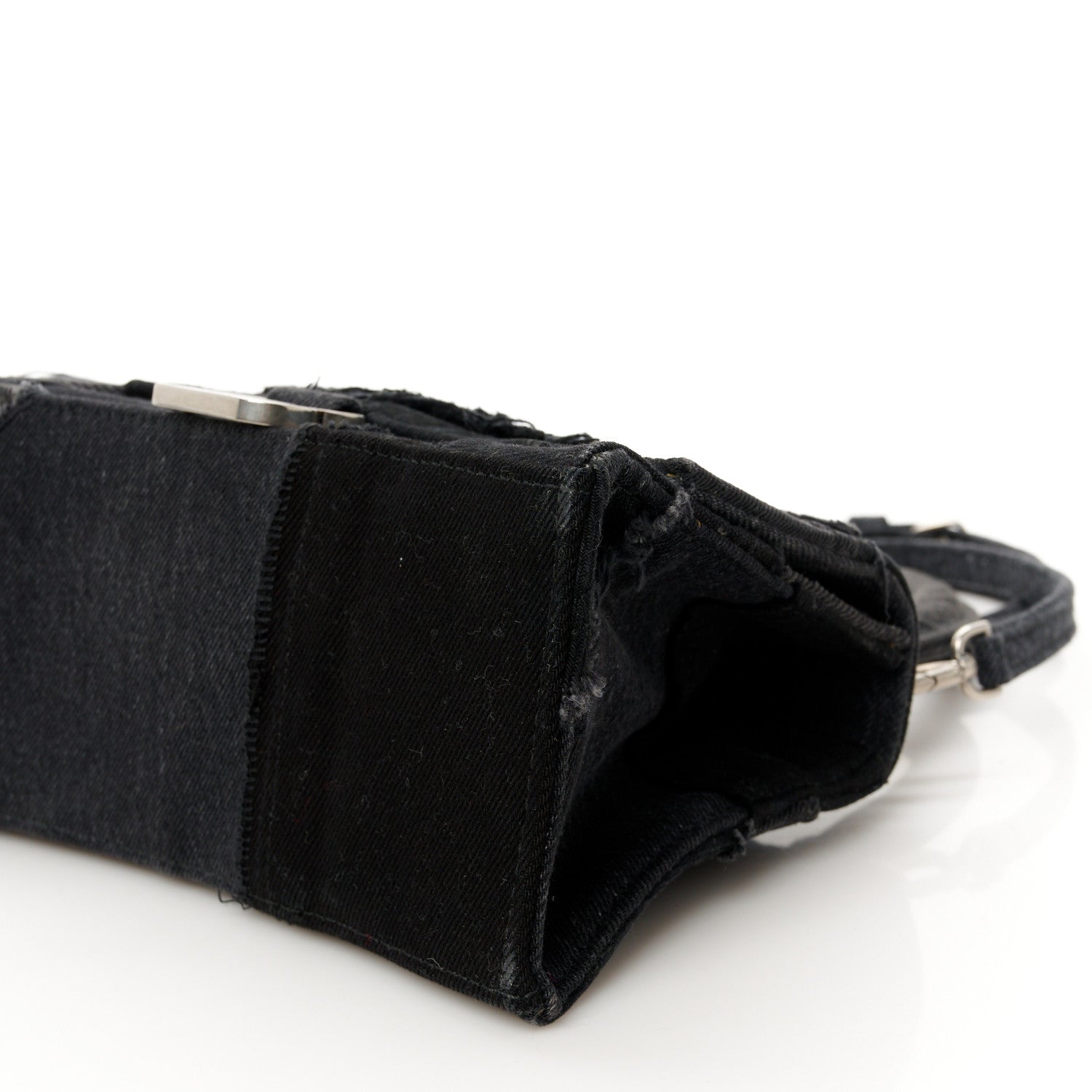Balenciaga Denim Patchwork Small Hourglass Top Handle Bag Washed Black 11 of 12