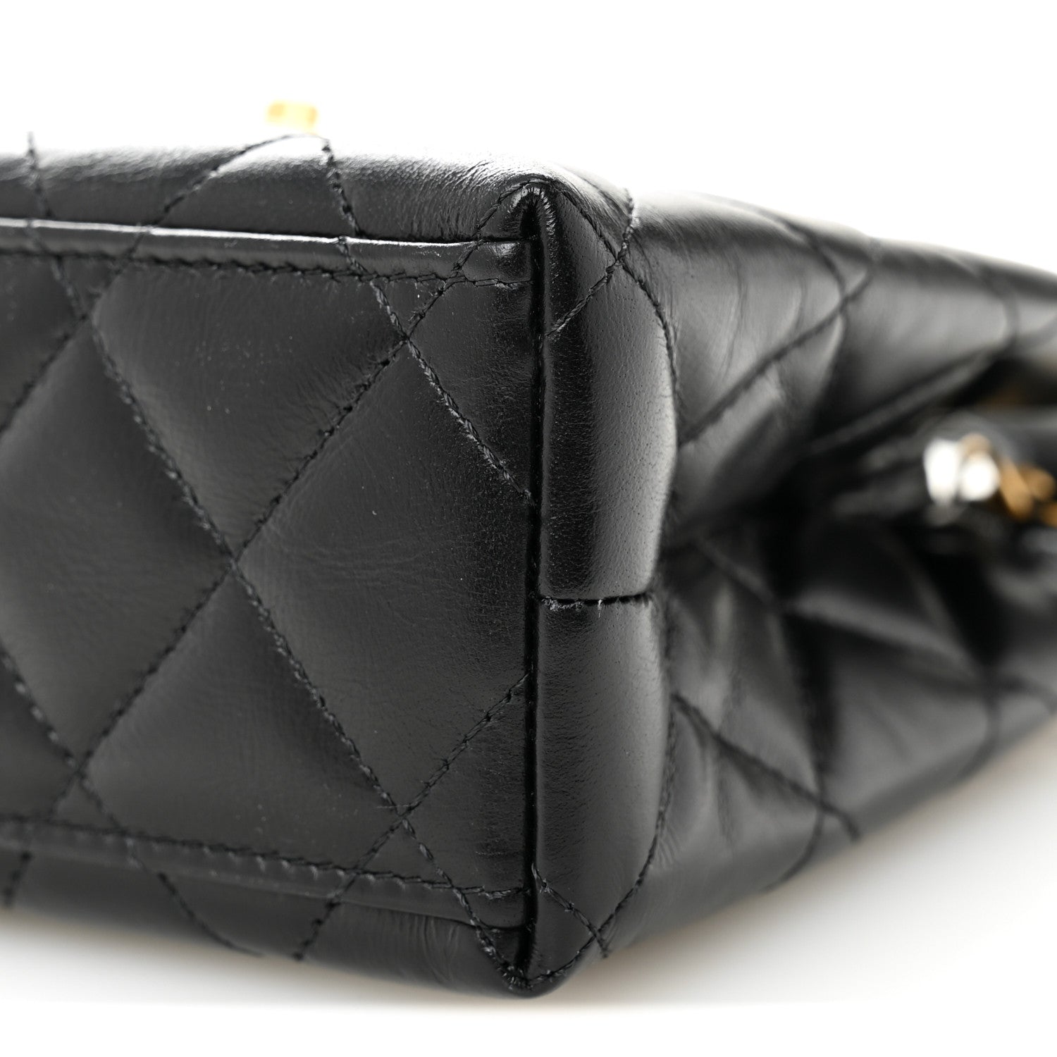 Chanel Shiny Aged Calfskin Quilted Nano Kelly Shopper Black 10 of 10