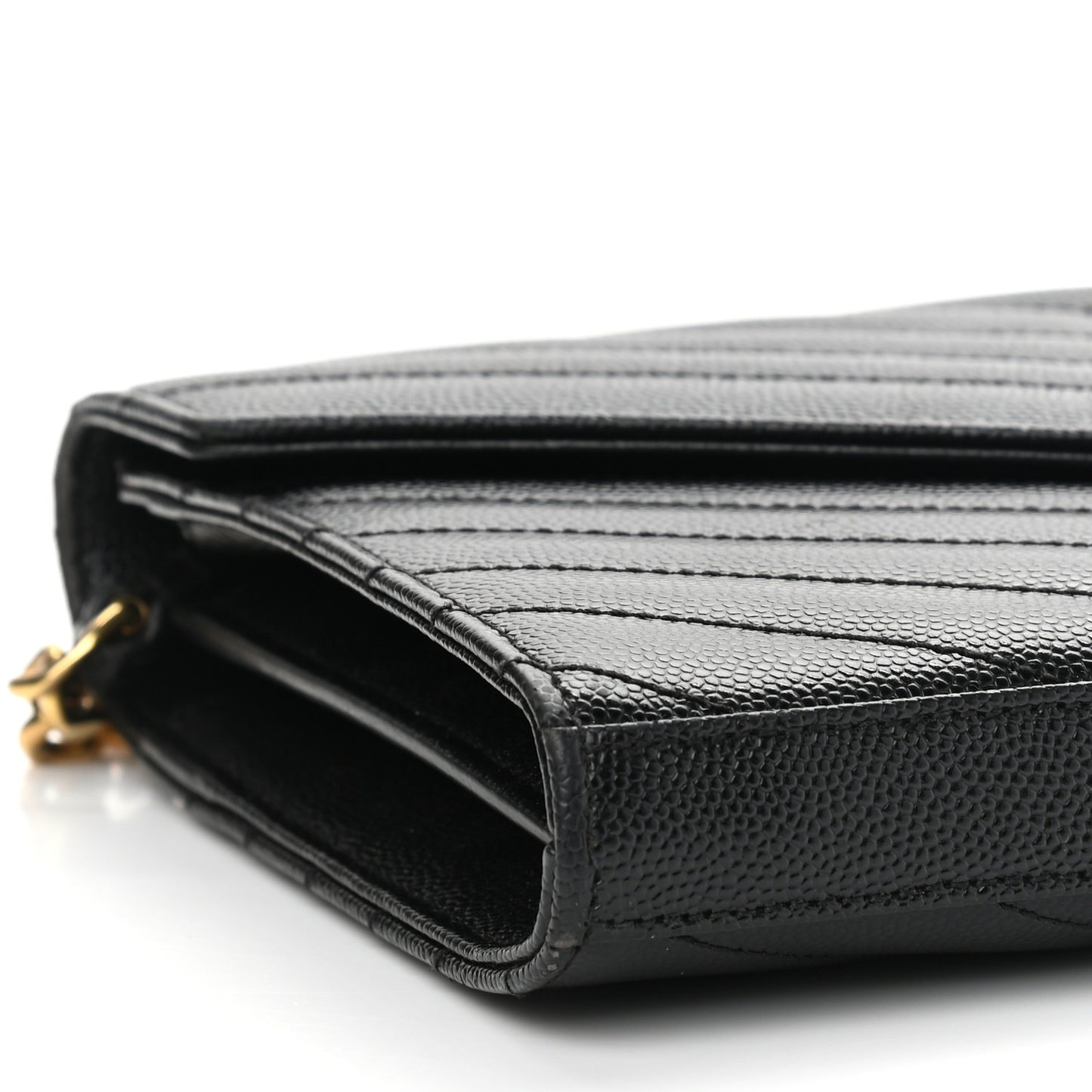 Grain De Poudre Matelasse Chevron Monogram Chain Wallet Black