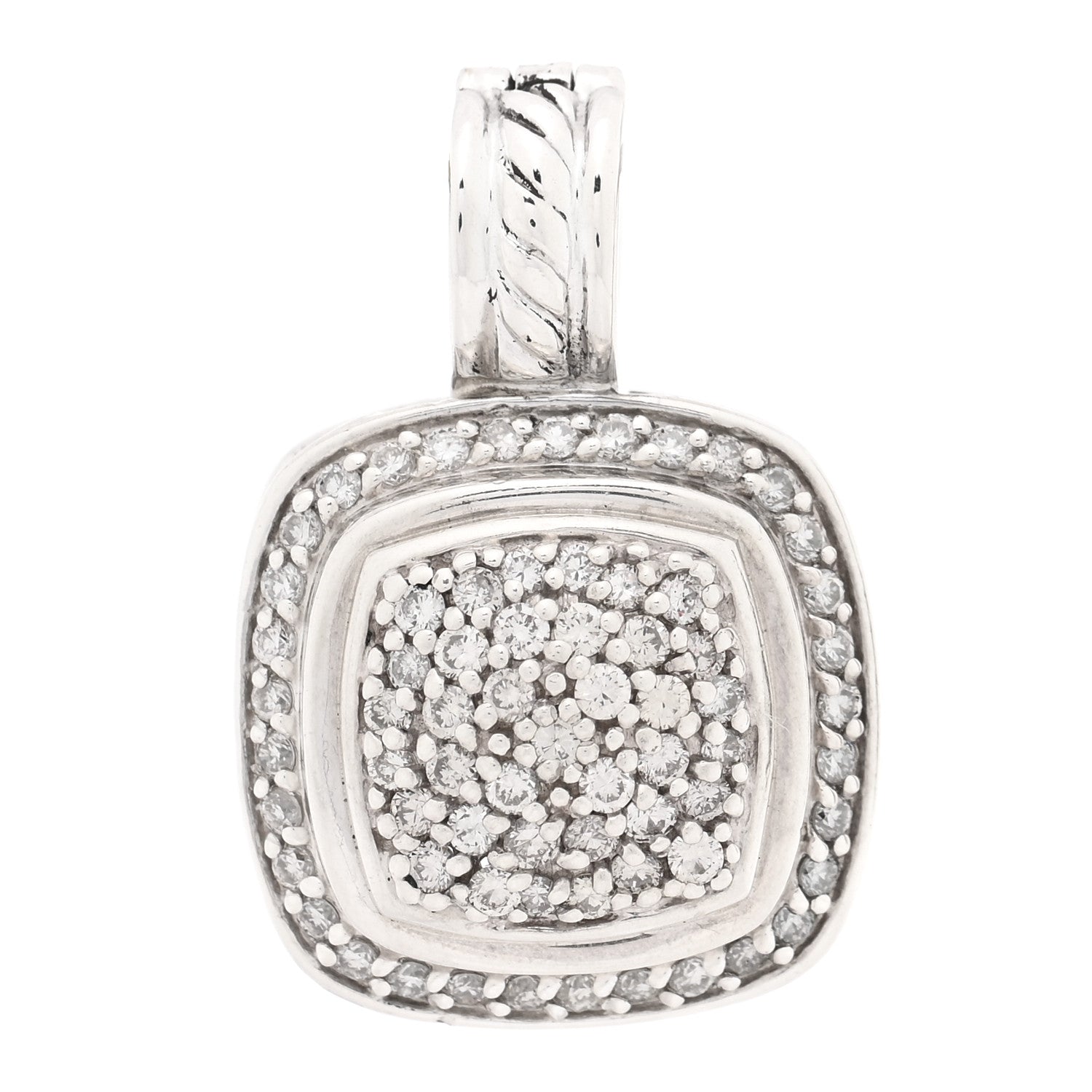 David Yurman Sterling Silver Pave Diamond 10mm Albion Pendant 1 of 3