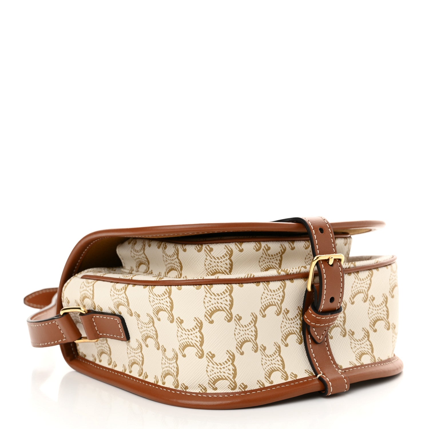 Celine Triomphe Canvas Medium Folco Bag White 4 of 10