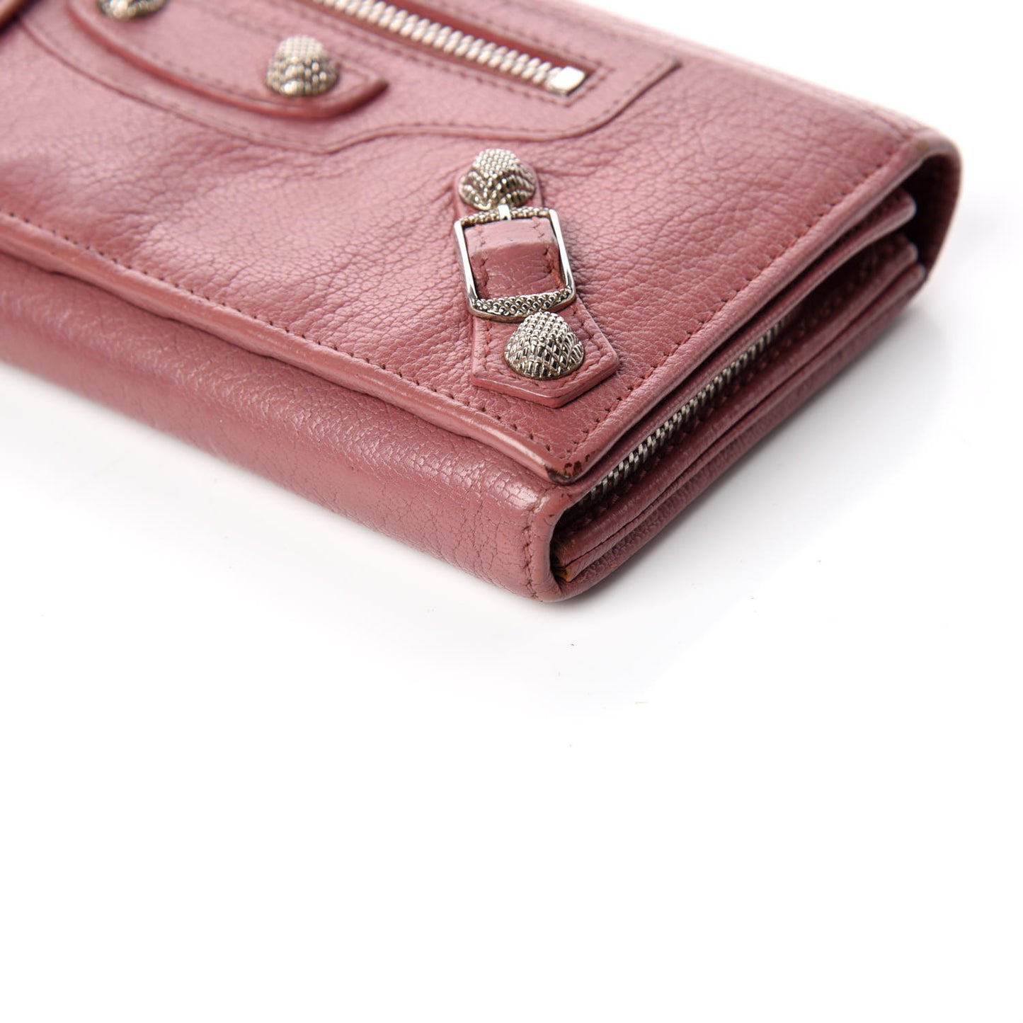 Agneau Giant 12 Silver Hardware Money Wallet Rose Bruyere