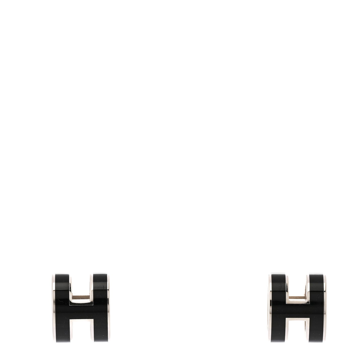Palladium Lacquered Mini Pop H Earrings Black