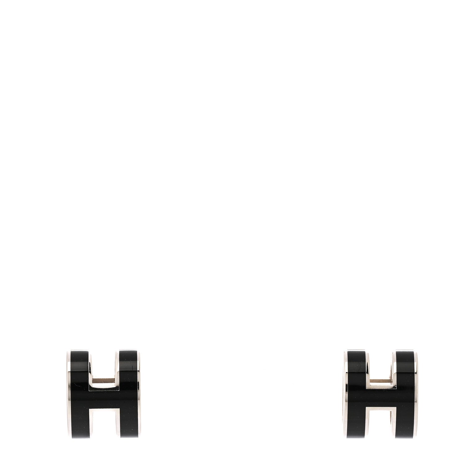 Hermes Palladium Lacquered Mini Pop H Earrings Black 1 of 4