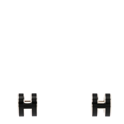 Hermes Palladium Lacquered Mini Pop H Earrings Black 1 of 4
