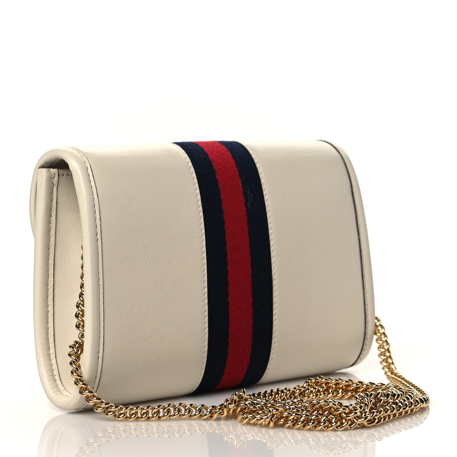 Gucci Textured Calfskin Web Mini Rajah Slim Flap Shoulder Bag Mystic White 3 of 10