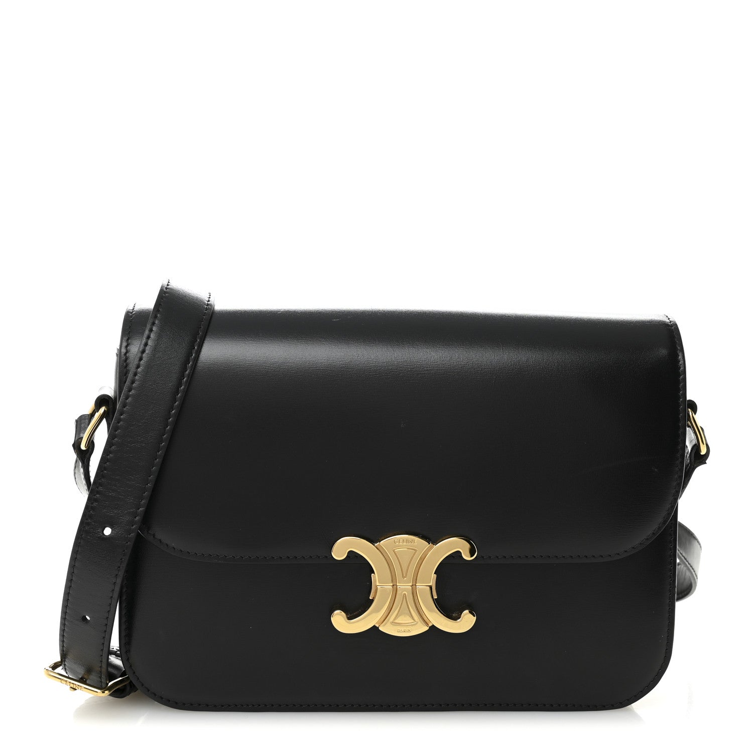 Celine Shiny Calfskin Medium Triomphe Black 1 of 12