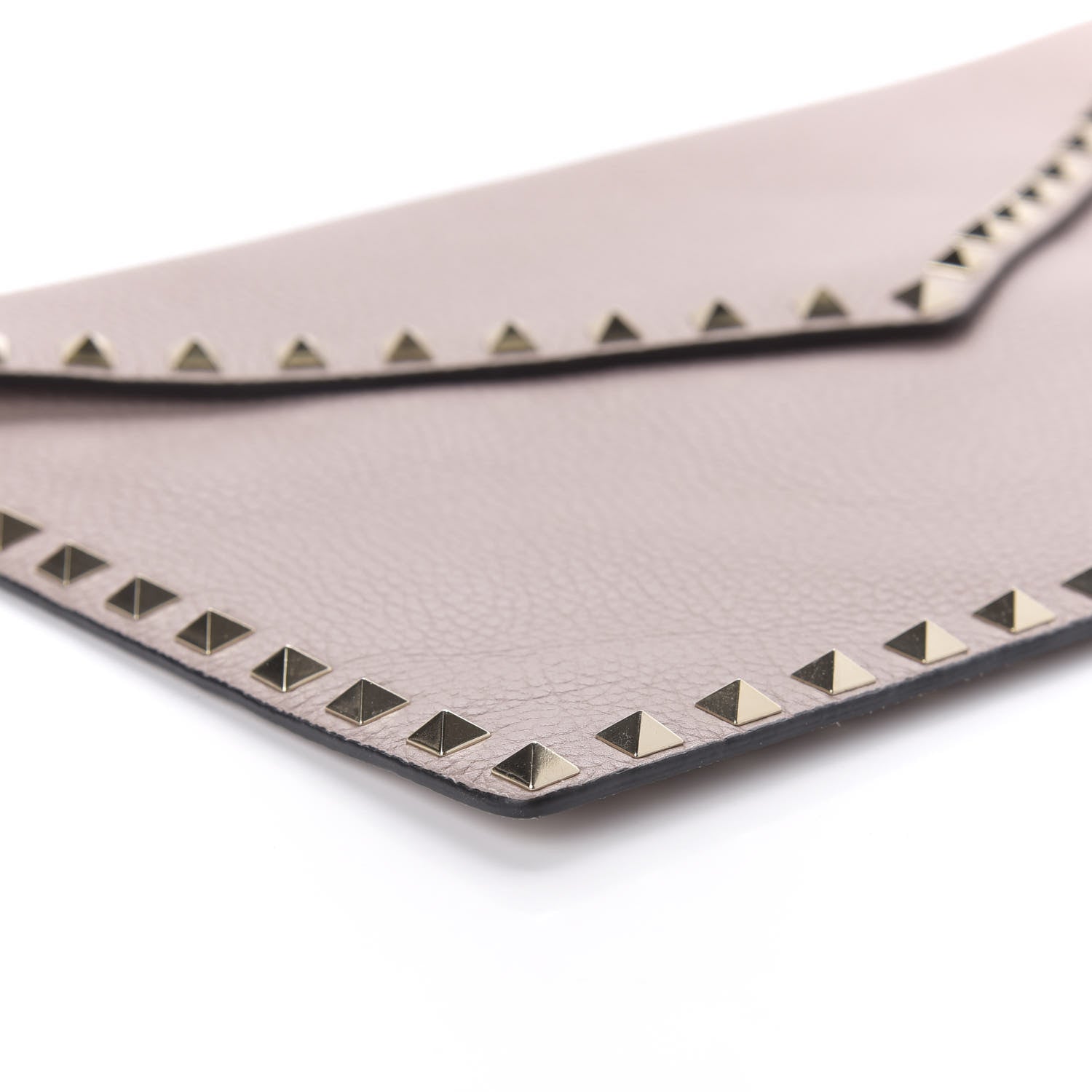 Valentino Garavani Pebbled Calfskin Rockstud Envelope Clutch Poudre 6 of 9