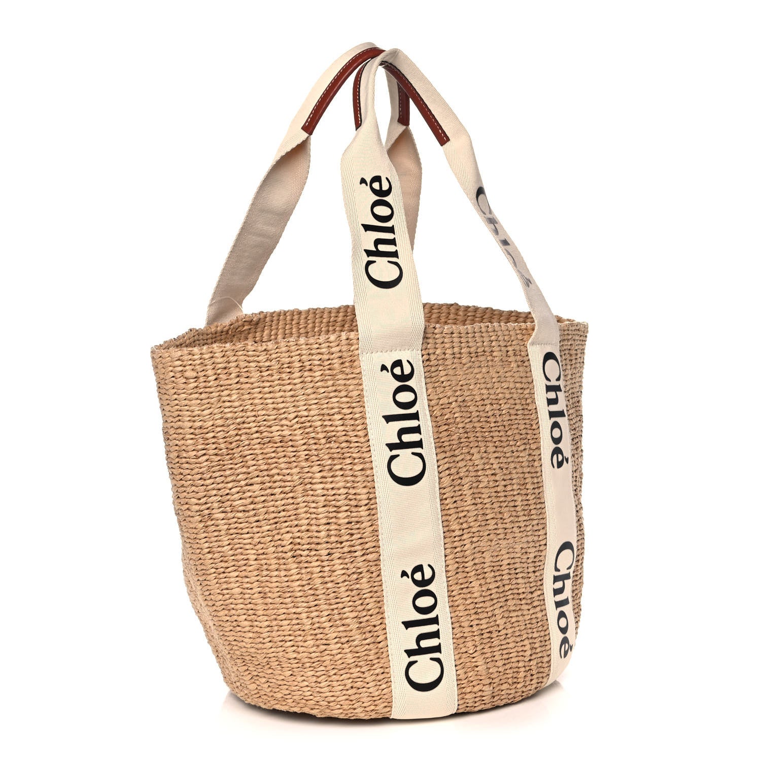 Chloe Raffia Large Woody Tote White 3 of 12