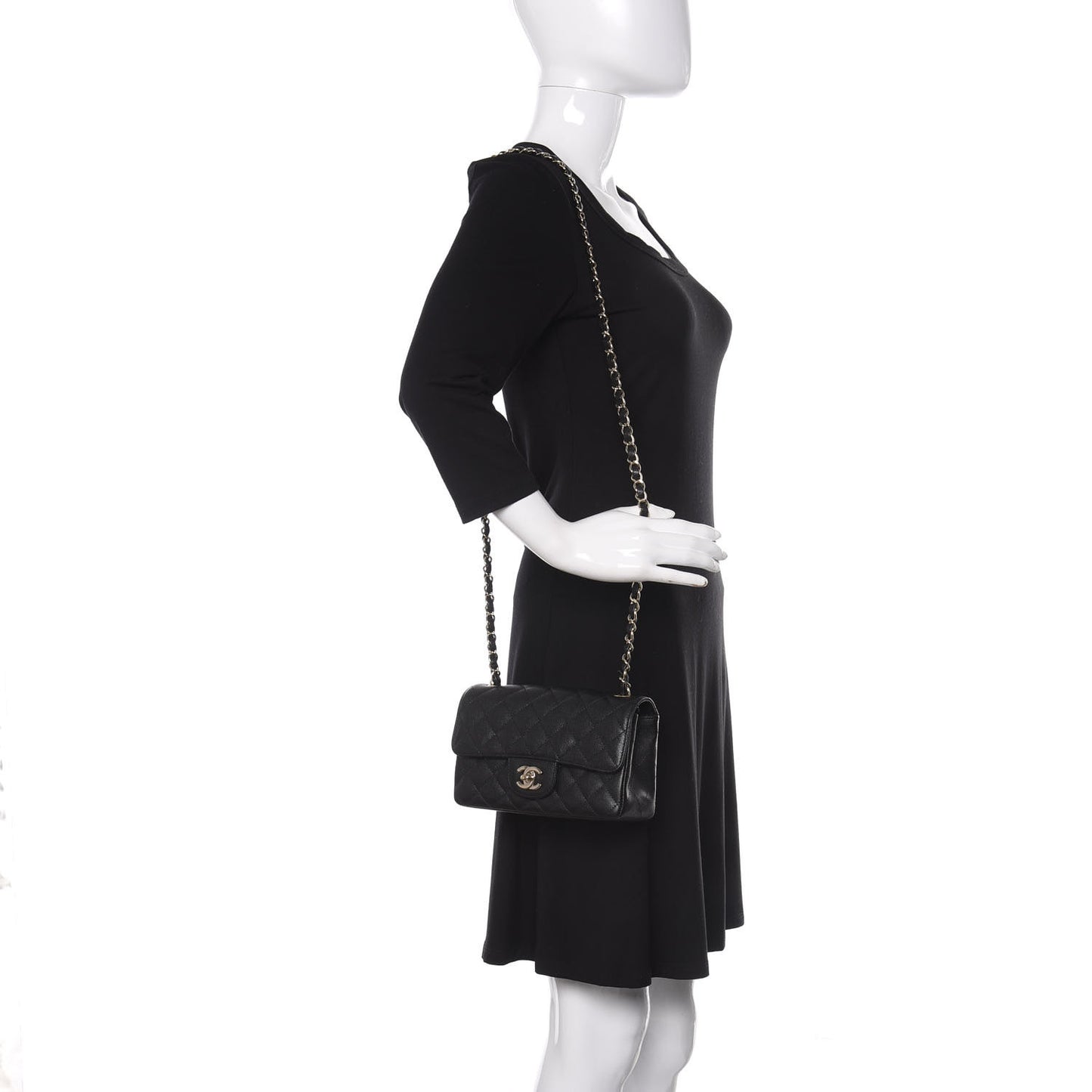 Caviar Quilted Mini Rectangular Flap Black