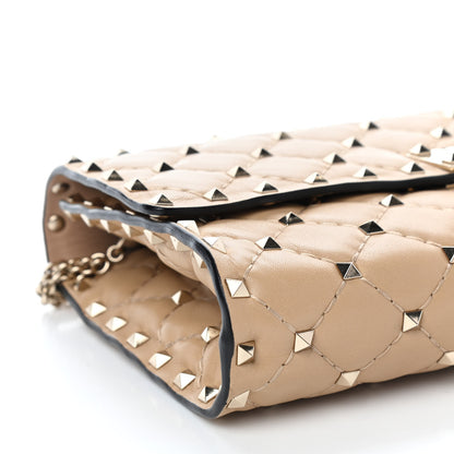 Valentino Garavani Nappa Rockstud Spike Wallet on Chain Camel Rose 8 of 9
