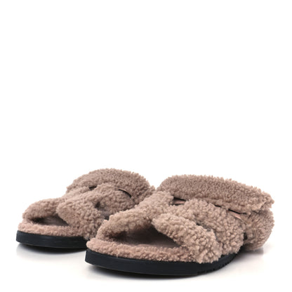Hermes Woolskin Womens Chypre Sandals 40 Bois De Santal 4 of 8