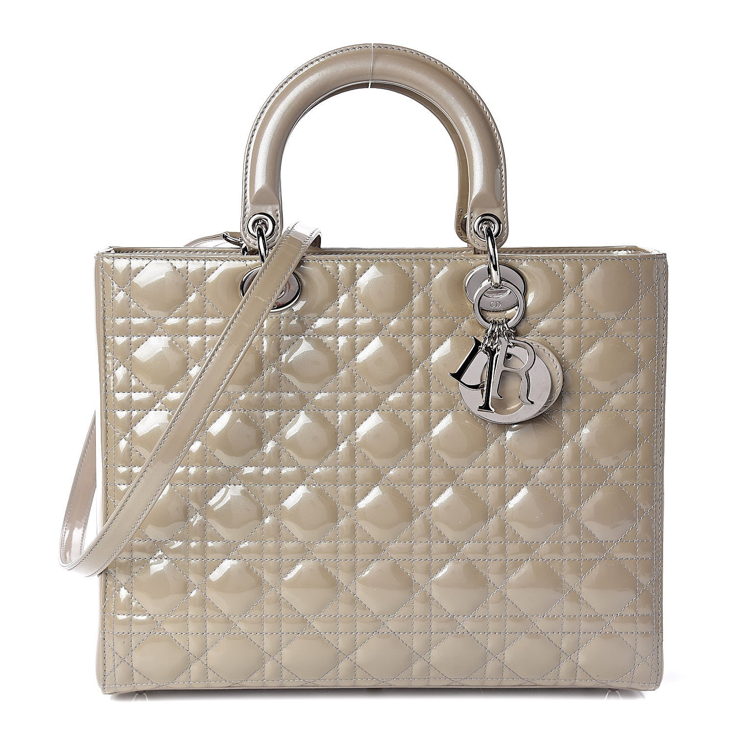 Christian Dior Patent Cannage Large Lady Dior Beige 1 of 16