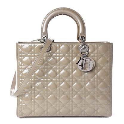 Christian Dior Patent Cannage Large Lady Dior Beige 1 of 16