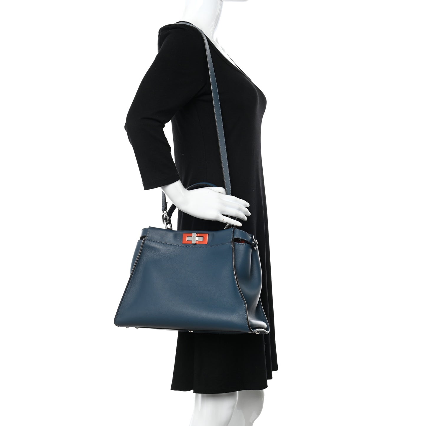 Vitello Seta Shiny Nappa Medium Peekaboo Iconic Satchel Blue Pink
