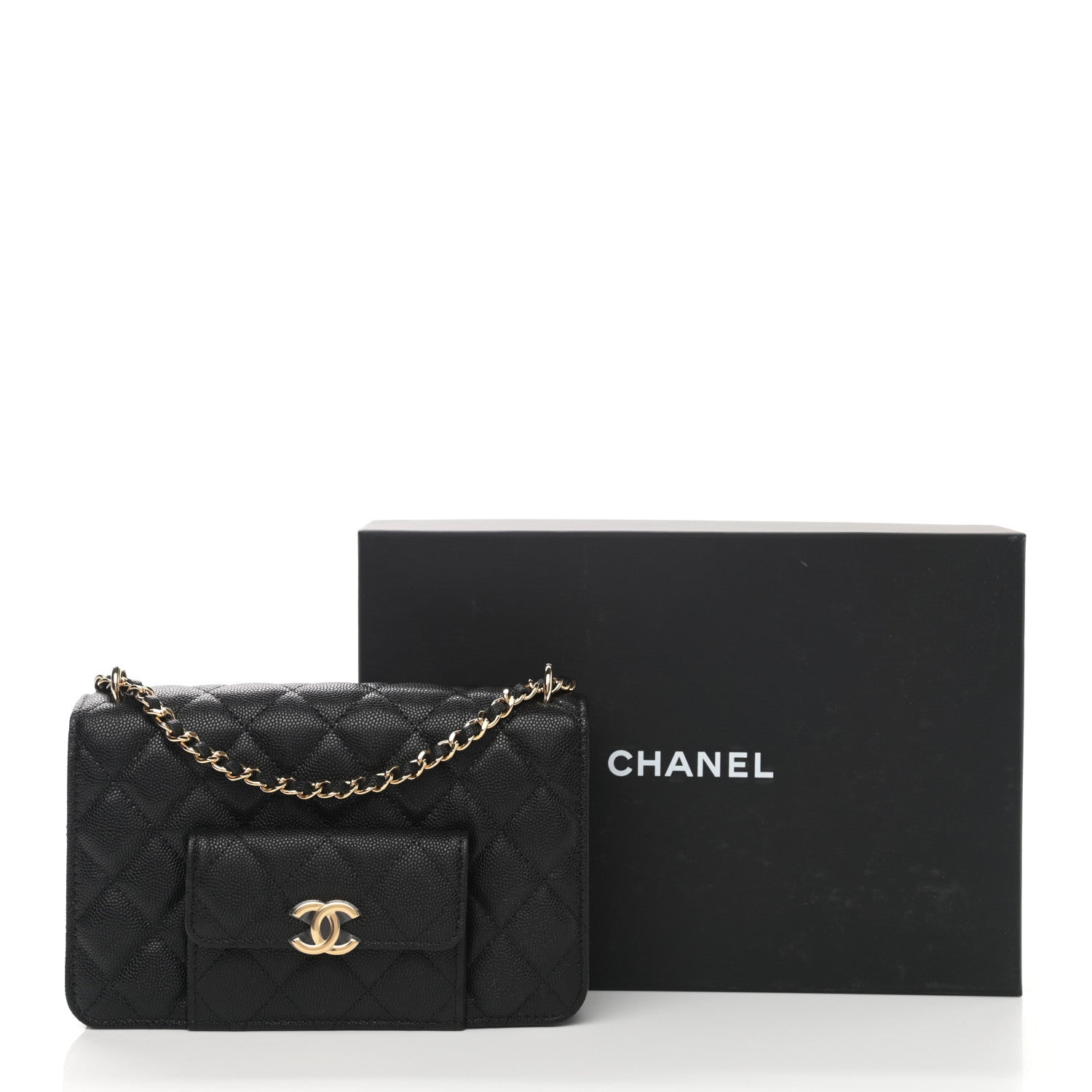 Chanel Caviar Quilted Pocket Twins Wallet On Chain WOC Black 12 of 12