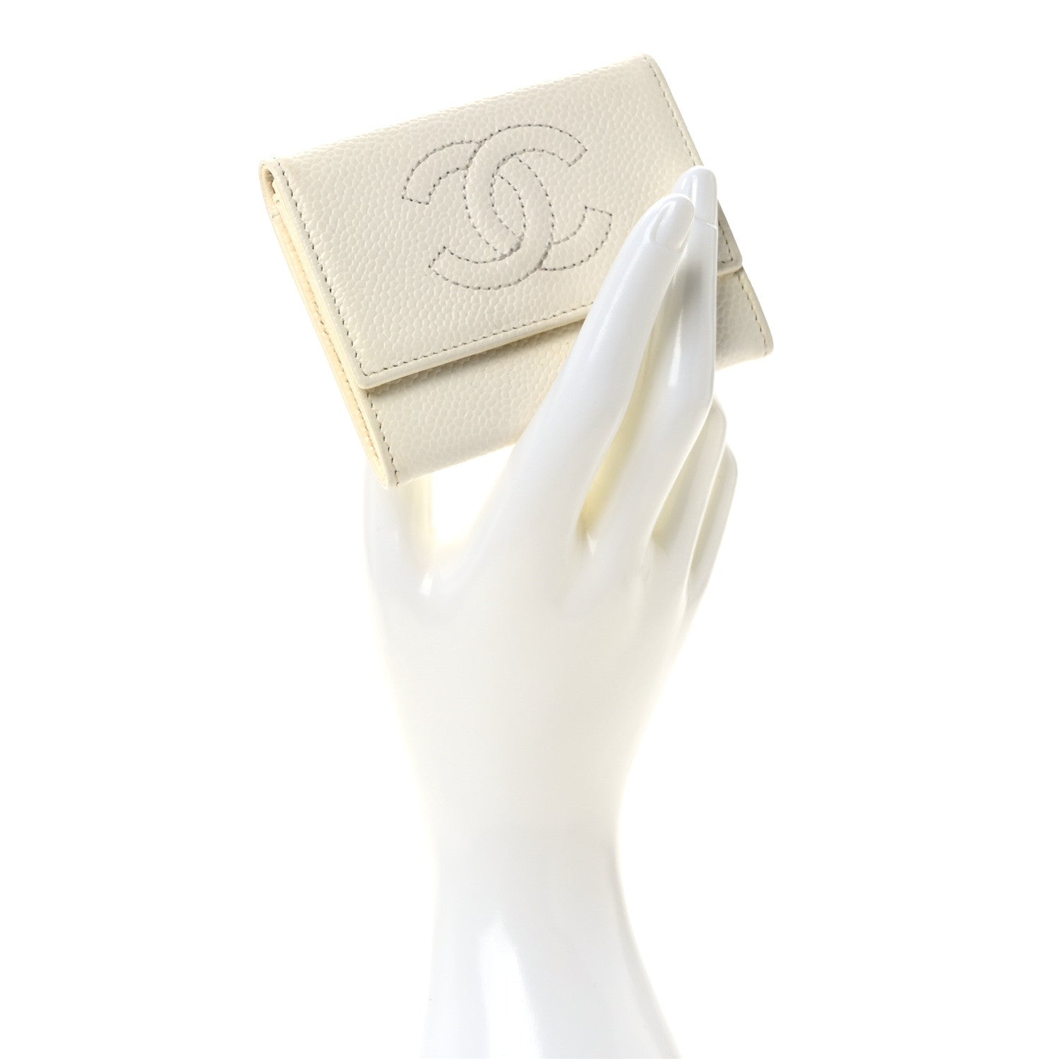 Chanel Caviar Timeless CC Card Holder White 2 of 12