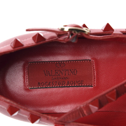 Valentino Garavani Calfskin Lacquered Monochrome Rockstud Cage Ballerina Flats 36.5 Rosso Valentino 8 of 9