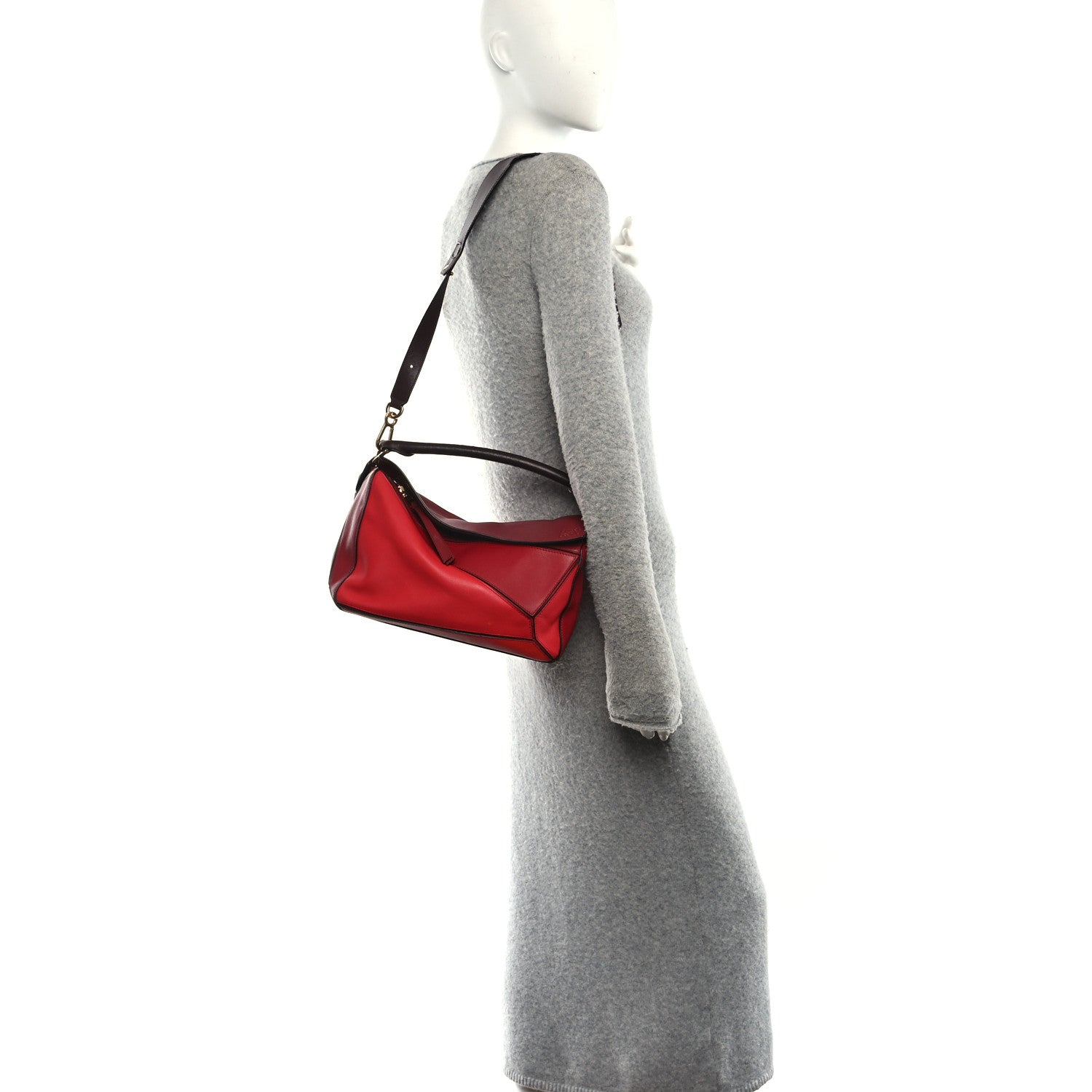 Loewe Calfskin Colorblock Medium Puzzle Bag Red 2 of 9