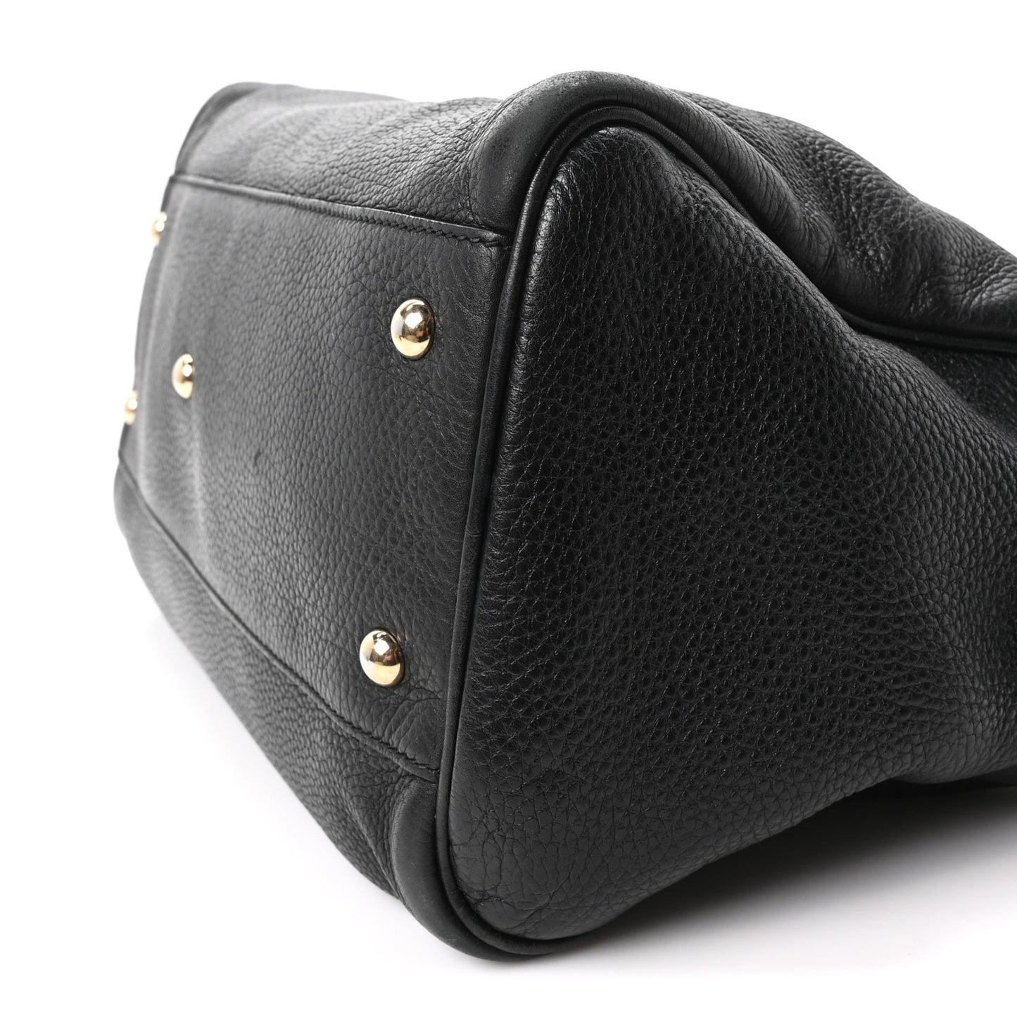 Pebbled Calfskin Medium Bamboo Shopper Tote Black