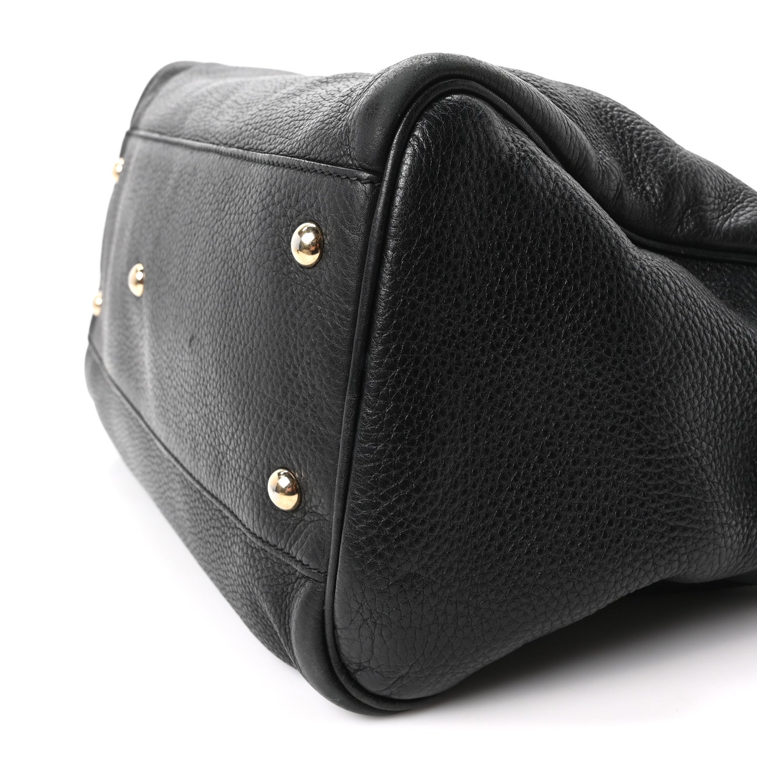 Gucci Pebbled Calfskin Medium Bamboo Shopper Tote Black 10 of 11