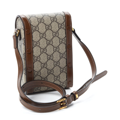 Gucci GG Supreme Monogram Mini Horsebit 1955 Crossbody Bag Beige Brown Sugar 3 of 11