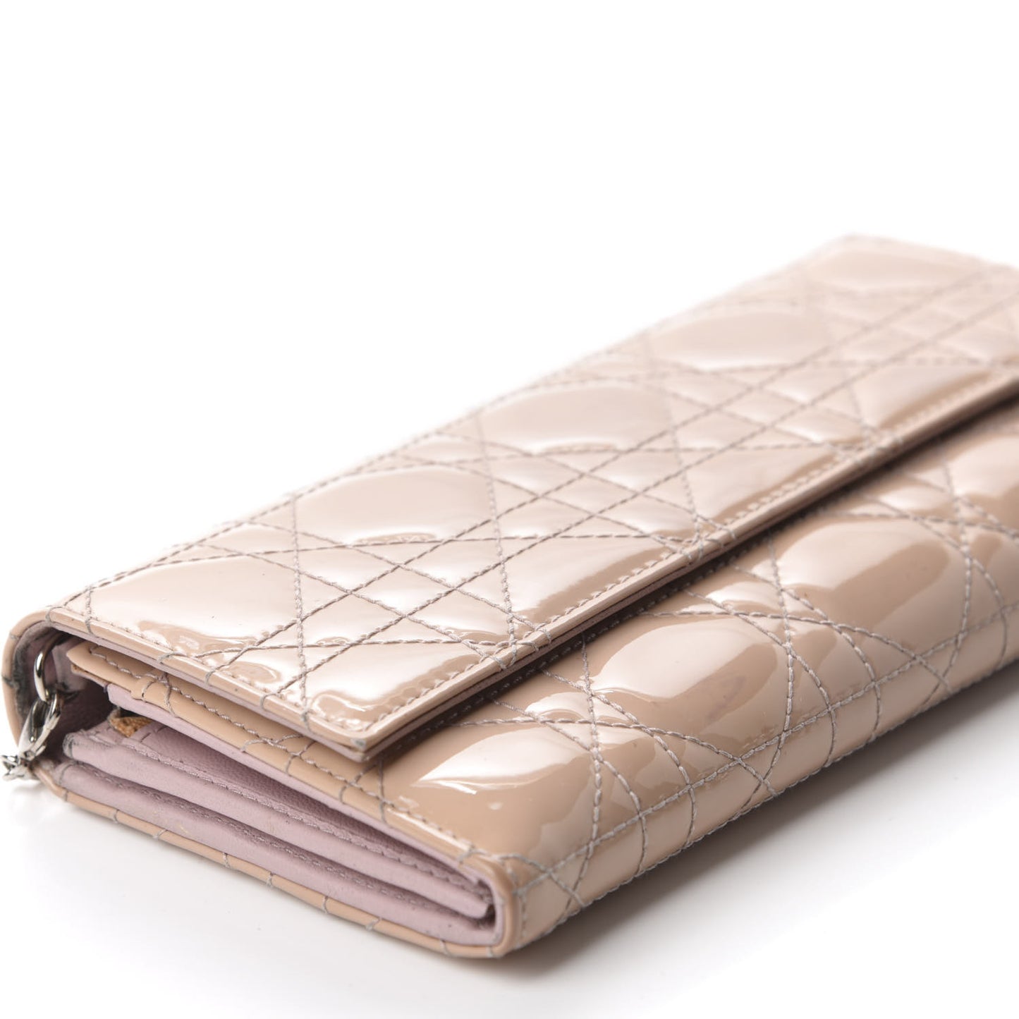 Patent Cannage Rendezvous Chain Wallet Beige